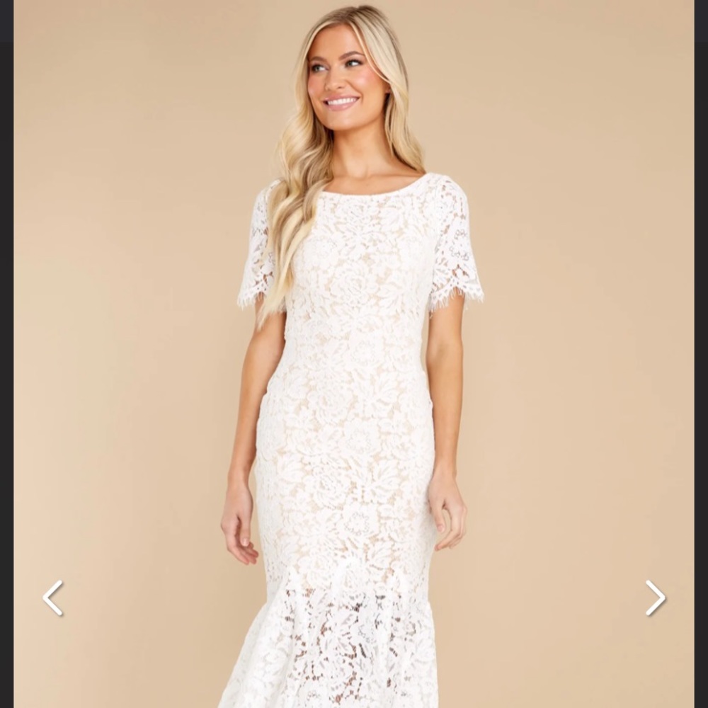White Lace Midi Dress- Worn only once for engagement party!